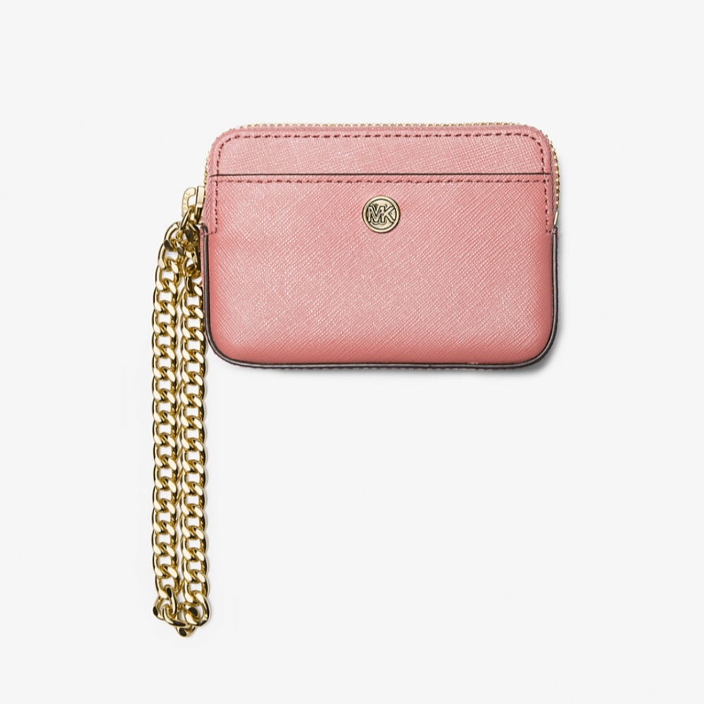 THINK SPRING! NWT MICHAEL KORS Med Leather Chain Card Case Primrose